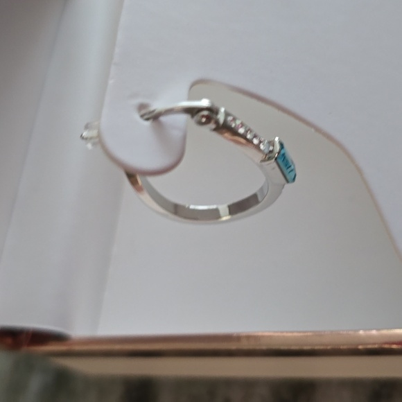 CHRYSTINA BRAND GENUINE CRYSTAL HOOP "SILVER PLATED" PIERCED EARRINGS - Picture 2 of 8